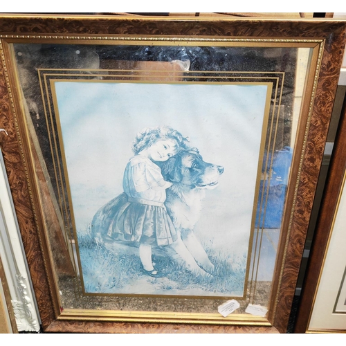 116 - Framed Print Of A Young Girl With Dog