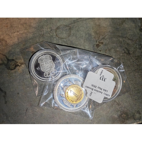 333 - 3 Foreign Commemorative Coins In Capsules