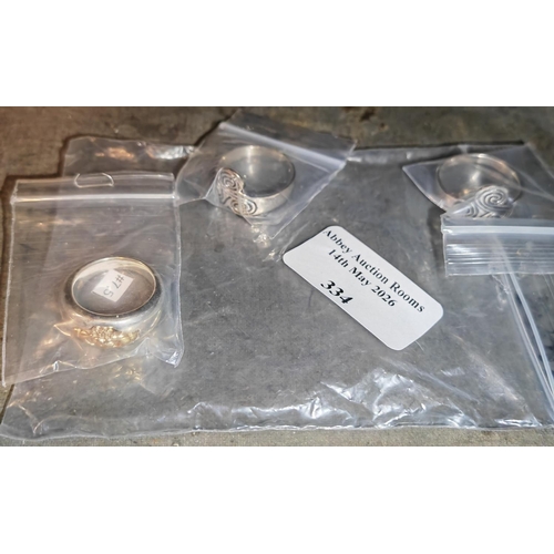 334 - 3 Silver Rings Approx. Weight 20.6Gms