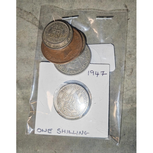 359 - Full Set Of 1947 Coins Includes Both English/Scottish Shillings