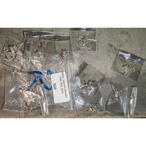 360 - 10 Pairs Of Silver Earrings Approx Weight 14Gms