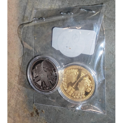 348 - 2 X Proof Gibraltar Half Crown Coins Both 2022 Gold/Silver Colour