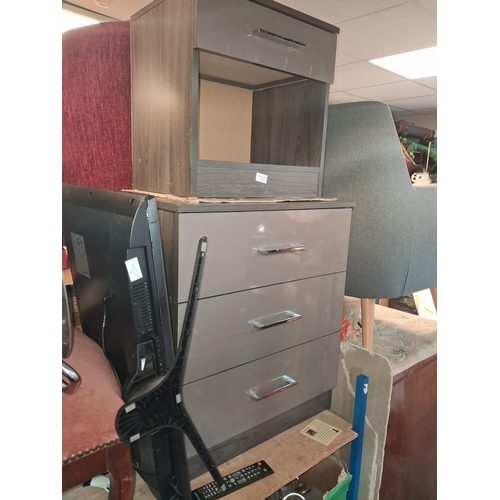 75 - Grey Matching 3 Drawer Chest And Bedside Cabinet