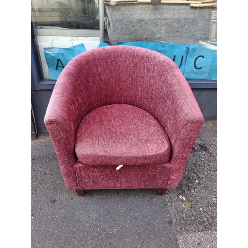 84 - Red Upholstered Tub Chair