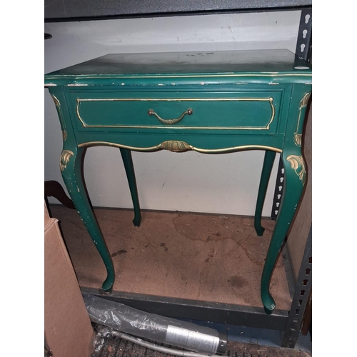 96 - Shabby Chic French Green/Gold Table