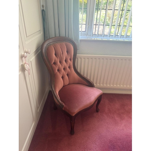73 - Vintage Pink Upholstered Spoon Back Chair