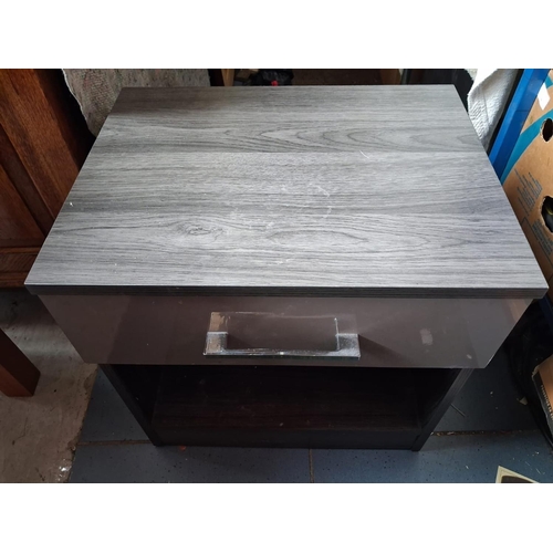 75 - Grey Matching 3 Drawer Chest And Bedside Cabinet