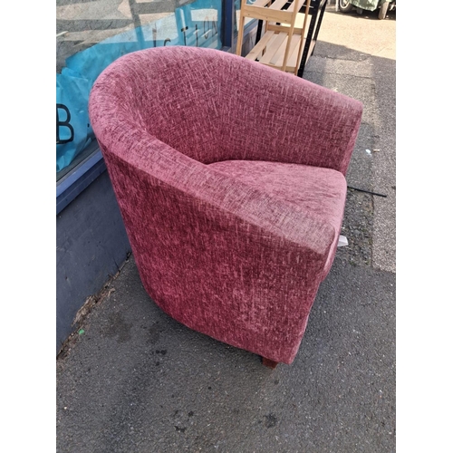 84 - Red Upholstered Tub Chair