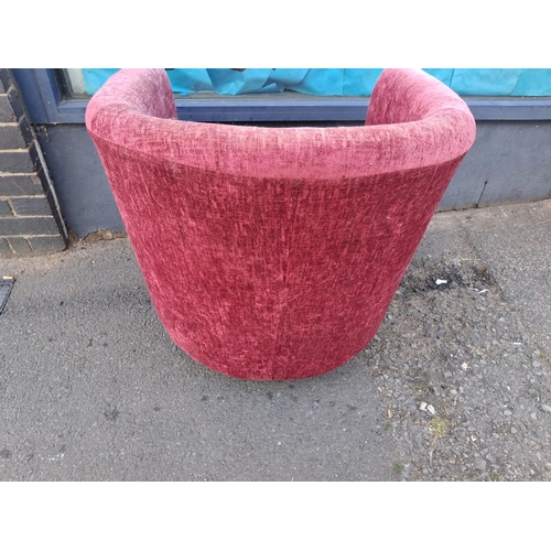 84 - Red Upholstered Tub Chair