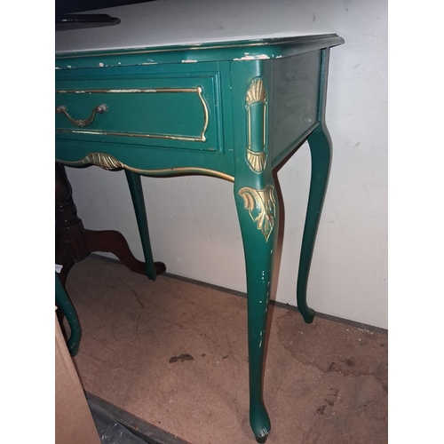 96 - Shabby Chic French Green/Gold Table