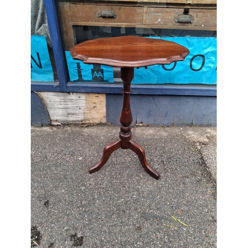 98 - Vintage Table On Tripod Base With Old Repair
