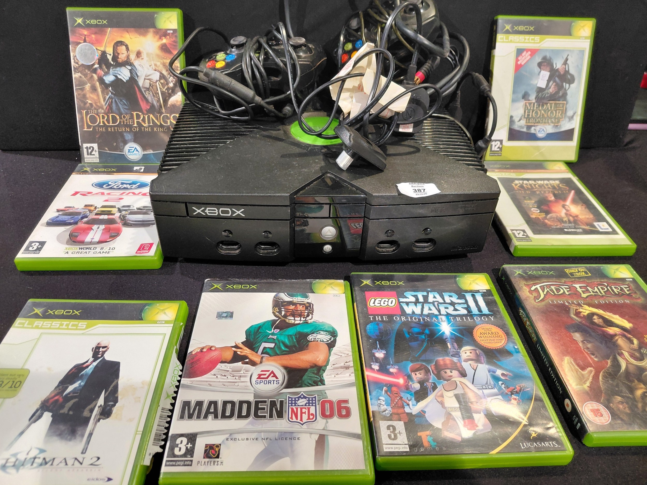 XBox, 2 controllers and games