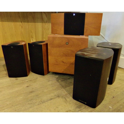 KEF PSW 1000 sub woofer with four KEF speakers and two Wharfedale