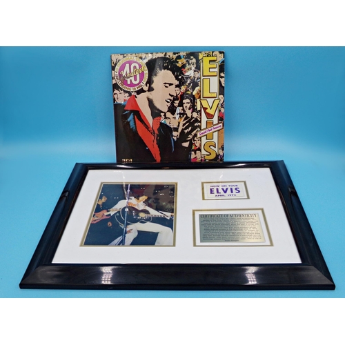 436 - Cool framed Elvis Presley photograph and tour pass with authentication certificate, with further Elv... 