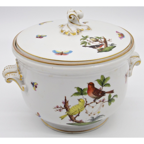 57 - Herend of Hungary Rothschild pattern porcelain lidded ice bucket with fitted interior, 20cm high