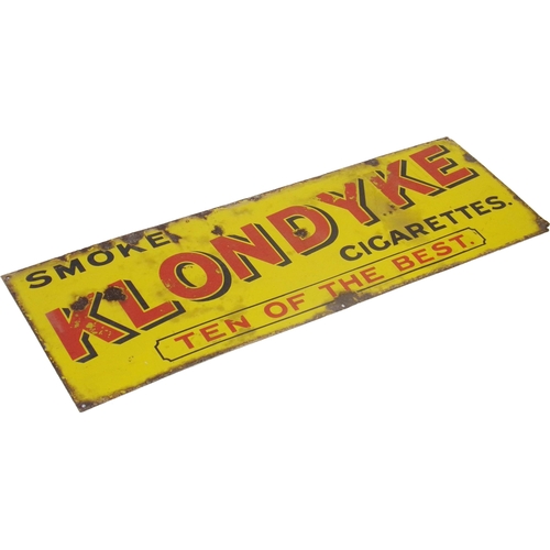 178 - Vintage enamel sign 'Smoke Klondyke Cigarettes', 92 x 31 cm