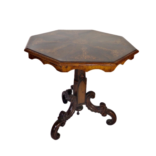 514 - Impressive antique Italian occasional tripod table, with boxwood inlaid rosewood top on a good primi... 