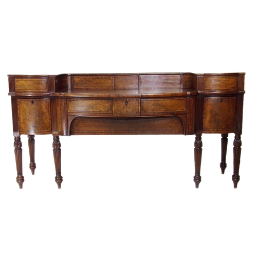 518 - Exceptional quality Gillows of Lancaster flamed mahogany sideboard, the raised top with slide door c... 