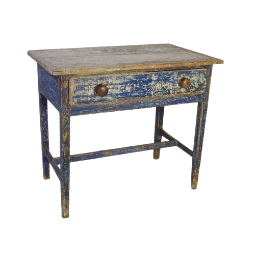 520 - Charming 19th century Welsh painted side table, with original blue paint, fitted with a single drawe... 