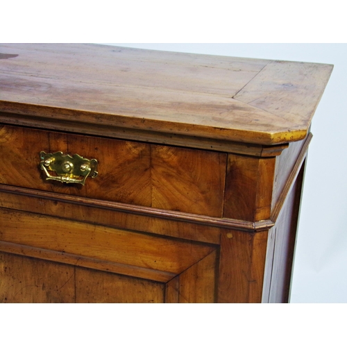 533 - 19th century French fruitwood buffet, two drawers, cupboard doors, canted corners, ogee feet, 98 x 1... 