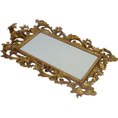 536 - Impressive well carved Florentine mirror, with deep scrolled gilt and gesso acanthus, later bevelled... 