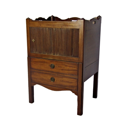 538 - George III mahogany nightstand or bedside, gallery top over slide door and commode drawer, 61 x 50cm