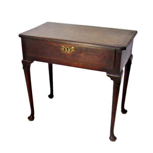 539 - George III oak silver table, shaped moulded top, single drawer, cabriole legs with pad feet, 72 x 75... 