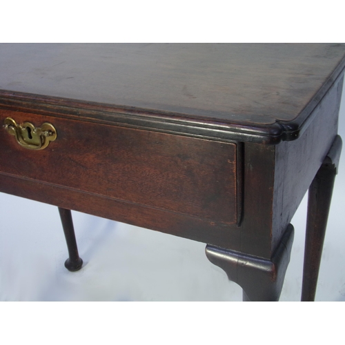 539 - George III oak silver table, shaped moulded top, single drawer, cabriole legs with pad feet, 72 x 75... 