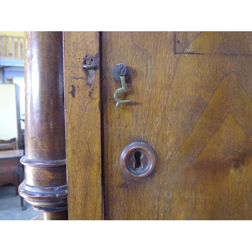 482 - 19th century walnut floorstanding upright polyphone, 2 combs playing 20