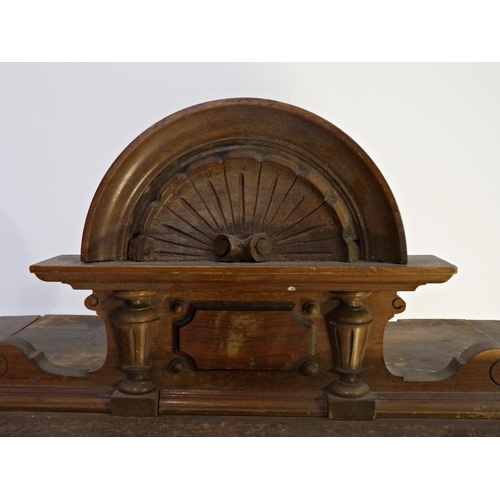 481 - 19th century walnut upright Polyphon case (no mechanism), with penny in slot action, 137cm high