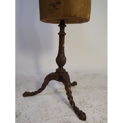 540 - Exceptional Yugin & Sons tailors dummy, on a wrythen fluted tripod base, inscribed '18', 147cm high