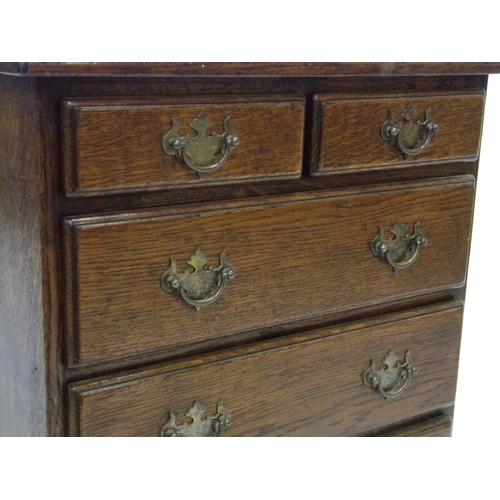 546 - Good small Georgian style oak chest, possibly an apprentice piece, two short over three long drawers... 