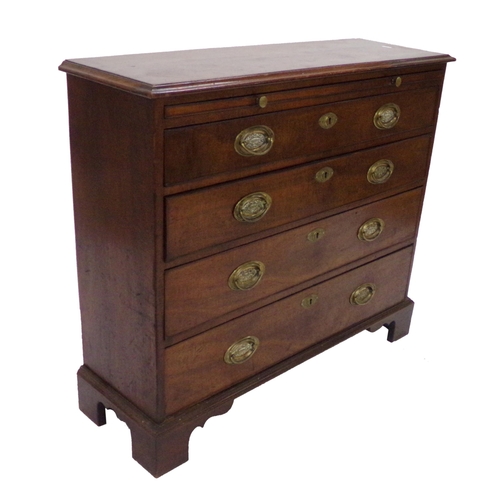 559 - George III mahogany bachelors chest, unusual slim proportions, brush slide and four long drawers, 83... 