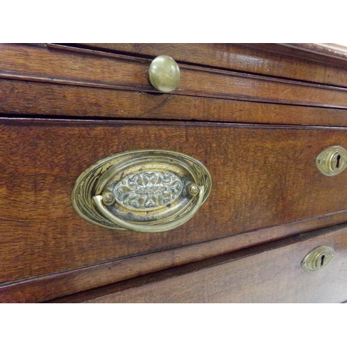 559 - George III mahogany bachelors chest, unusual slim proportions, brush slide and four long drawers, 83... 