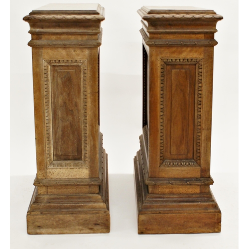 562 - Well made pair of William IV walnut pedestals, of rectangular form, scalloped moulded rim, darted pa... 