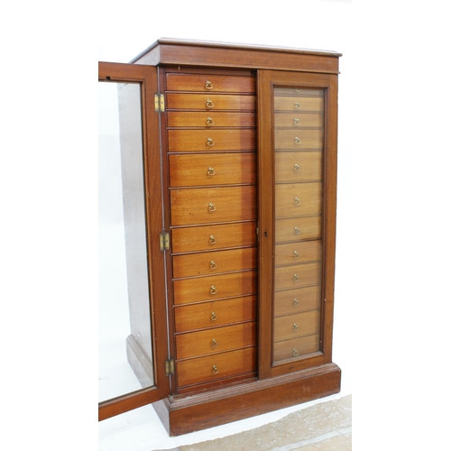 565 - Exceptional quality 19th century museum specimen or collectors cabinet, twin glazed doors enclosing ... 