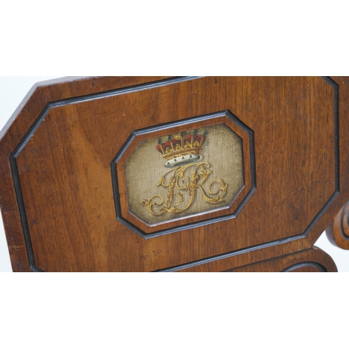 567 - Interesting pair of Regency period hall chairs, the backs with hand painted royal cypher (see images... 