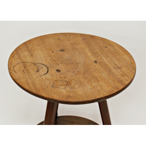 572 - Late 19th century Arts and Crafts cricket table, with chamfered legs, 60 x 46cm