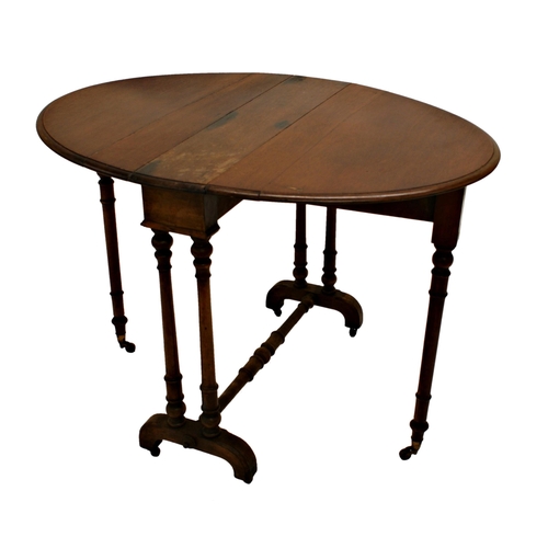 575 - Mid 19th century Howard & Sons mahogany Sutherland table, with oval top and turned supports, 72 x 91... 