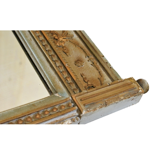 587 - 19th century Adams style wall mirror, with gesso and plasterwork, mounted by an urn, over a plaque o... 