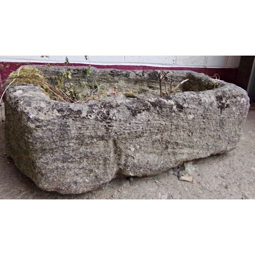 16 - Well weathered natural hewn stone trough, 75 long 50 deep 15 high