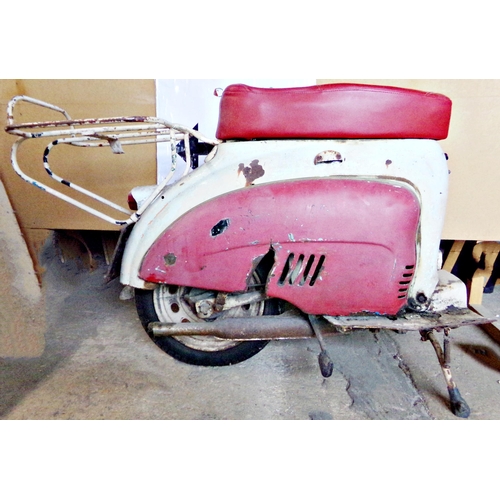 12 - Back half of a late 1950s early 1960s Capri 80 scooter, still appointed with engine and parts (forma... 