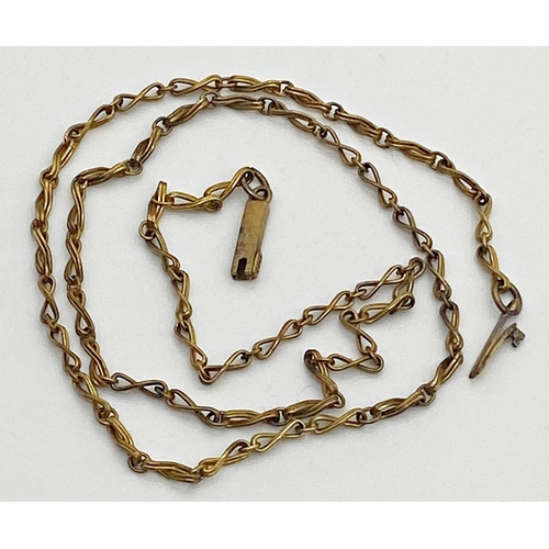 314 - Rope twist chain stamped to the clasp 15ct, 42 cm long. Weight 5.72 g approx together with a flat cu... 