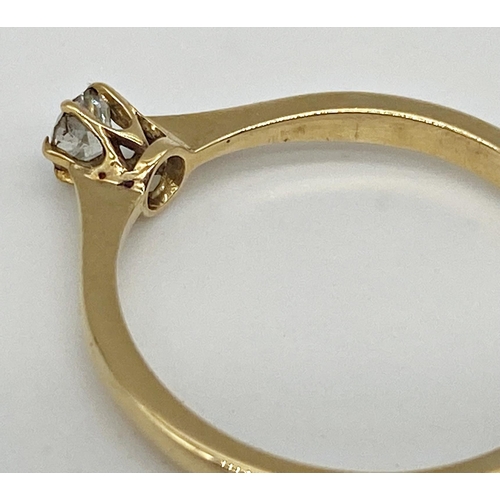 316 - An 18ct gold Solitaire ring set with a white .25ct diamond size P/Q, 2.5g approx