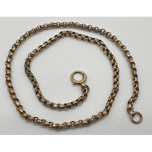 323 - 9ct gold belcher chain with large jump ring. Measuring 43 cm long approx. Weight 10.29 g approx.