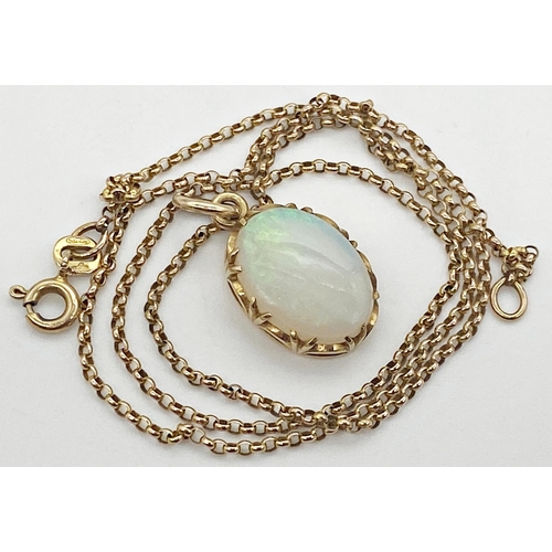 327 - 9ct gold chain 39 cm long, 1.99 g approx together with a yellow metal unmarked pendant set with a la... 