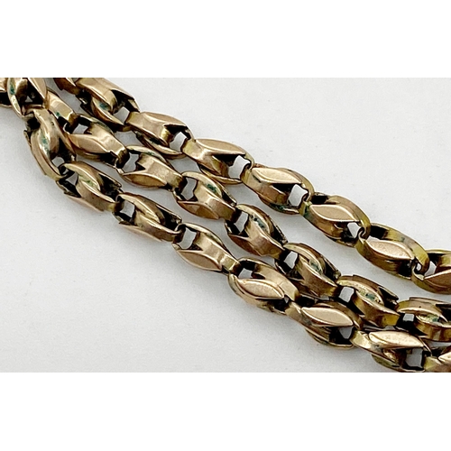 338 - 9ct gold belcher chain measuring 44 cm long, weight 4.34 approx together with an unmarked yellow met... 