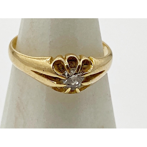 340 - An 18ct gold gypsy ring set with a central .25 solitaire Diamond  Size N 1/2, weight 3.3 g approx.