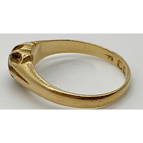 340 - An 18ct gold gypsy ring set with a central .25 solitaire Diamond  Size N 1/2, weight 3.3 g approx.