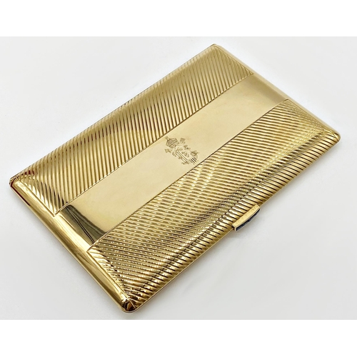 361 - Exquisite 18ct Cartier cigarette case engraved with the crest of King Boris III of Bulgaria, with fu... 